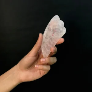 Rose Quartz Guasha Feather shape